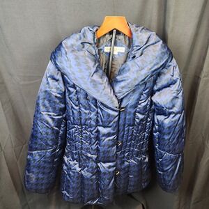 Larry Lavine Feather Down‎ Jacket Womens Zipper Closure Pockets Medium Blue